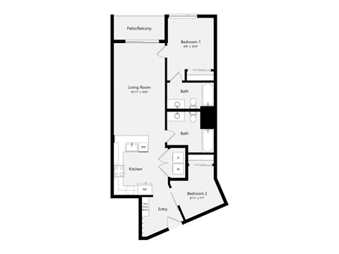 this floor plan is an approximation of the floor plan for a 1 bedroom apartment